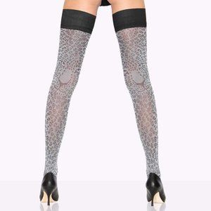 Animal print tights, thigh high stockings
